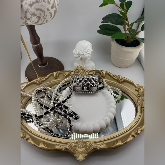 Silver Mini Crossbody Bag with Pearl & Chain Strap ✨ - Picture 16 of 17